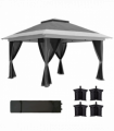Outsunny 3.6 x 3.6m Pop Up Gazebo with Netting and Wheeled Bag, Dark Grey
