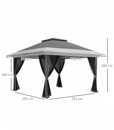 Outsunny 3.6 x 3.6m Pop Up Gazebo with Netting and Wheeled Bag, Dark Grey