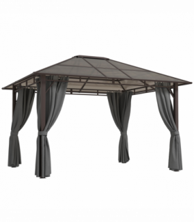 Outsunny 3.6x3(m) Hardtop Gazebo Garden Pavilion w/ Polycarbonate Roof, Grey
