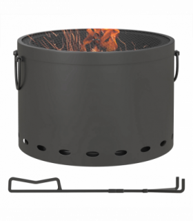 Outsunny 38cm Smokeless Wood Burning Firepit Metal Fire Pit, Dark Grey