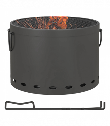 Outsunny 38cm Smokeless Wood Burning Firepit Metal Fire Pit, Dark Grey