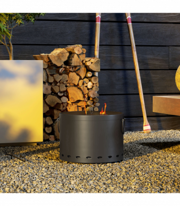 Outsunny 38cm Smokeless Wood Burning Firepit Metal Fire Pit, Dark Grey