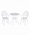 Outsunny 3PCs Garden Bistro Set Cast Aluminium Round Table with 2 Chairs White