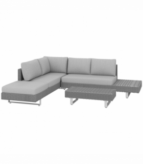 Outsunny 3pc Rattan Wicker Sofa Set with Tea Table & Cushions, Light Grey