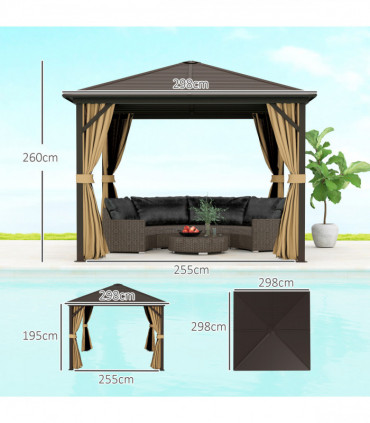 Outsunny 3x3(m) Hardtop Gazebo Outdoor Shelter with Aluminium Frame
