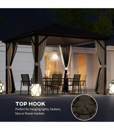 Outsunny 3x3(m) Hardtop Gazebo Outdoor Shelter with Aluminium Frame