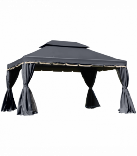 Outsunny 3x4m 2-Tier Gazebo Aluminium Garden Marquee Party Tent Black