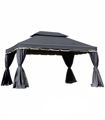 Outsunny 3x4m 2-Tier Gazebo Aluminium Garden Marquee Party Tent Black