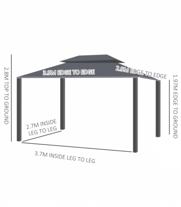 Outsunny 3x4m 2-Tier Gazebo Aluminium Garden Marquee Party Tent Black