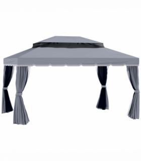 Outsunny 3x4m 2-Tier Gazebo Aluminium Garden Marquee Party Tent Dark Grey