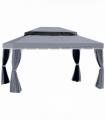 Outsunny 3x4m 2-Tier Gazebo Aluminium Garden Marquee Party Tent Dark Grey