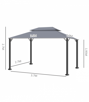 Outsunny 3x4m 2-Tier Gazebo Aluminium Garden Marquee Party Tent Dark Grey