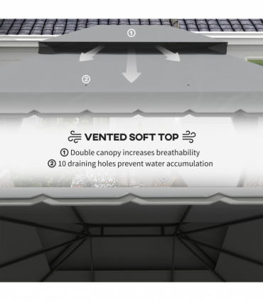 Outsunny 3x4m 2-Tier Gazebo Aluminium Garden Marquee Party Tent Light Grey