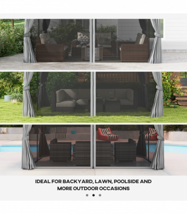 Outsunny 3x4m 2-Tier Gazebo Aluminium Garden Marquee Party Tent Light Grey