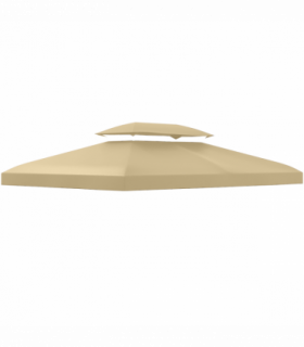 Outsunny 3x4m Gazebo Replacement Roof Canopy 2 Tier Top UV Cover Cream White