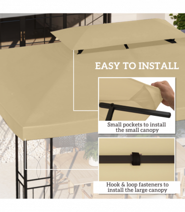 Outsunny 3x4m Gazebo Replacement Roof Canopy 2 Tier Top UV Cover Cream White