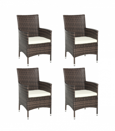 Outsunny 4 PC Outdoor Rattan Armchair Wicker Dining Chair Set for Garden Coffee