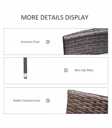 Outsunny 4 PC Outdoor Rattan Armchair Wicker Dining Chair Set for Garden Coffee