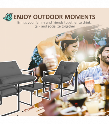 Outsunny 4 PCs Garden Sofa Set with 2 Armchairs Loveseat Coffee Table, Grey