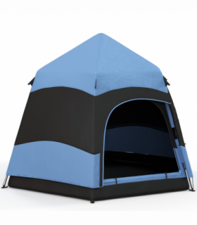 Outsunny 4 Person Pop Up Tent Camping Festival Hiking Shelter Family Blue&Black