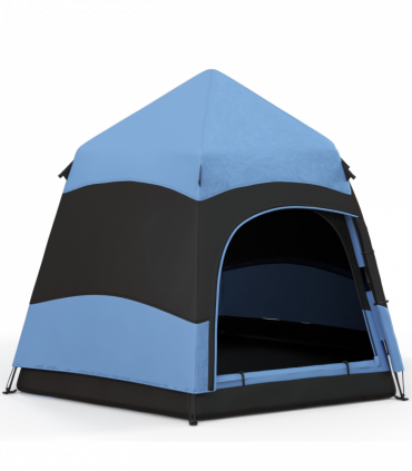 Outsunny 4 Person Pop Up Tent Camping Festival Hiking Shelter Family Blue&Black