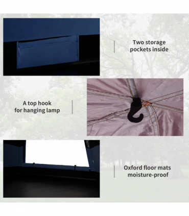 Outsunny 4 Person Pop Up Tent Camping Festival Hiking Shelter Family Blue&Black