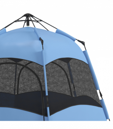 Outsunny 4 Person Pop Up Tent Camping Festival Hiking Shelter Family Blue&Black