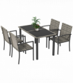 Outsunny 4 Seater Rattan Garden Furniture Set with Glass Tabletop - Mixed Grey