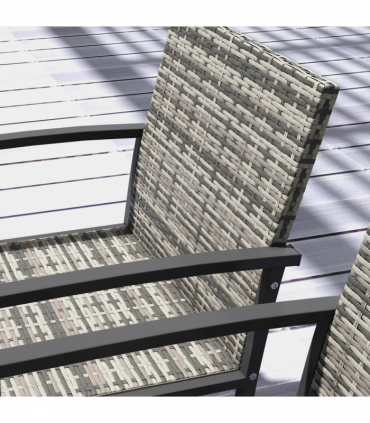 Outsunny 4 Seater Rattan Garden Furniture Set with Glass Tabletop - Mixed Grey