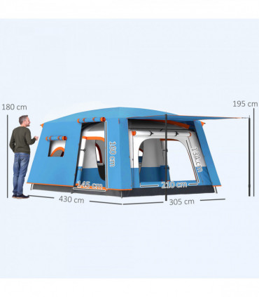 Outsunny 4-6 Man Camping Tent with 2 Bedroom, 3000mm Waterproof, Blue