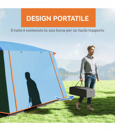 Outsunny 4-6 Man Camping Tent with 2 Bedroom, 3000mm Waterproof, Blue