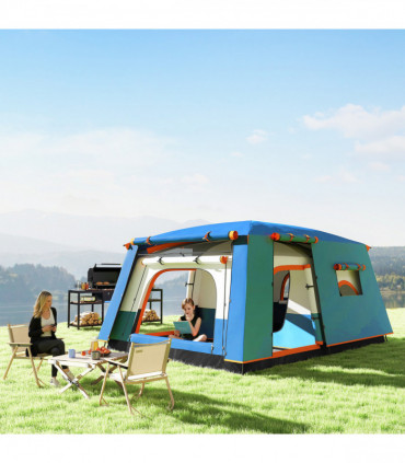 Outsunny 4-6 Man Camping Tent with 2 Bedroom, 3000mm Waterproof, Blue