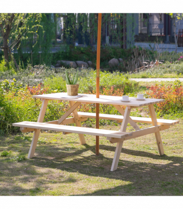 Outsunny 4-Seater Wooden Picnic Set-Fir Wood