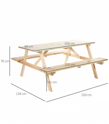 Outsunny 4-Seater Wooden Picnic Set-Fir Wood
