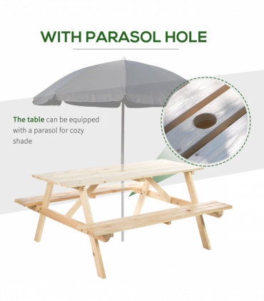Outsunny 4-Seater Wooden Picnic Set-Fir Wood