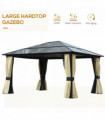 Outsunny 4.3m x 3.6m Aluminium Frame Texteline Draped Hardtop Gazebo Brown
