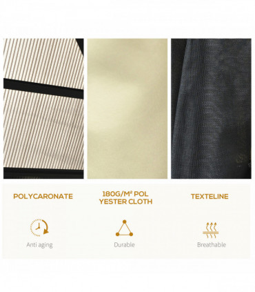 Outsunny 4.3m x 3.6m Aluminium Frame Texteline Draped Hardtop Gazebo Brown