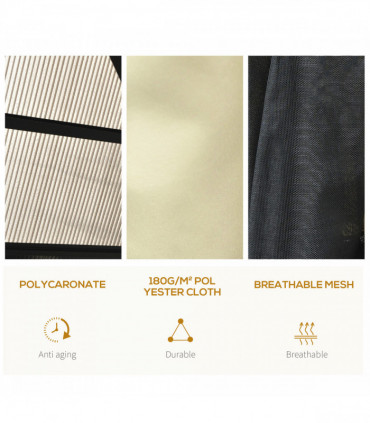 Outsunny 4.3m x 3.6m Aluminium Frame Texteline Draped Hardtop Gazebo Brown