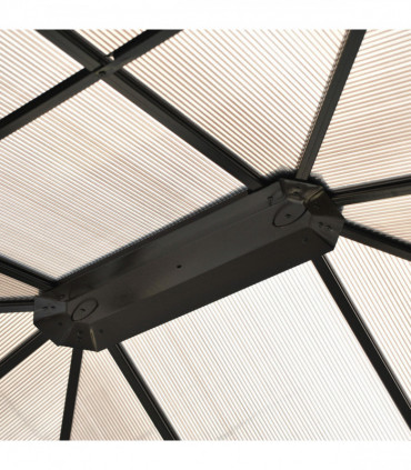 Outsunny 4.3m x 3.6m Aluminium Frame Texteline Draped Hardtop Gazebo Brown