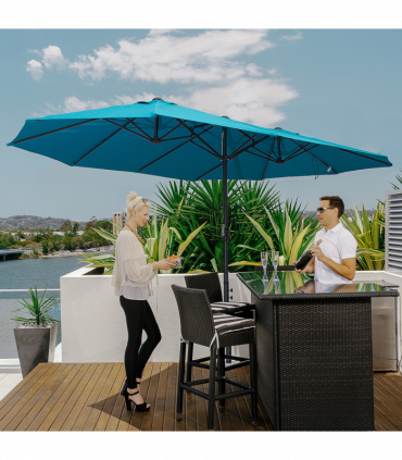 Outsunny 4.6M Garden Patio Umbrella Canopy Parasol Sun Shade w/o Base Blue