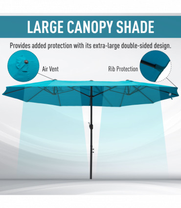 Outsunny 4.6M Garden Patio Umbrella Canopy Parasol Sun Shade w/o Base Blue