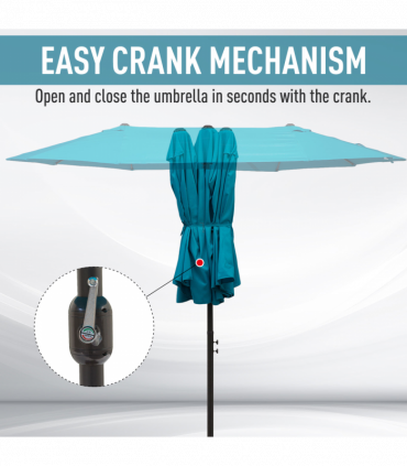 Outsunny 4.6M Garden Patio Umbrella Canopy Parasol Sun Shade w/o Base Blue