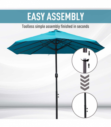 Outsunny 4.6M Garden Patio Umbrella Canopy Parasol Sun Shade w/o Base Blue