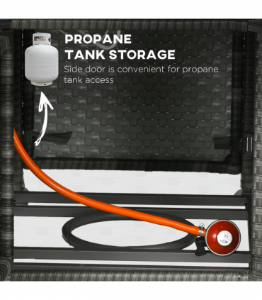 Outsunny 5 PCs Rattan Garden Furniture Set with Gas Fire Pit Table, Grey