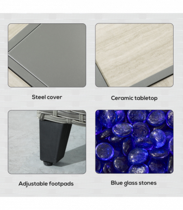 Outsunny 5 PCs Rattan Garden Furniture Set with Gas Fire Pit Table, Grey