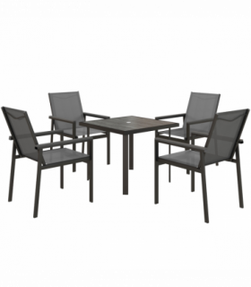 Outsunny 5 Piece Garden Dining Set, Outdoor Table and 4 Chairs, Grey