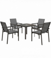 Outsunny 5 Piece Garden Dining Set, Outdoor Table and 4 Chairs, Grey