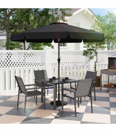 Outsunny 5 Piece Garden Dining Set, Outdoor Table and 4 Chairs, Grey