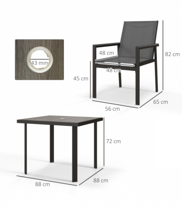 Outsunny 5 Piece Garden Dining Set, Outdoor Table and 4 Chairs, Grey