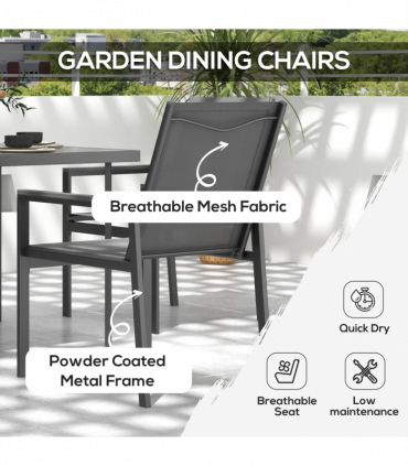 Outsunny 5 Piece Garden Dining Set, Outdoor Table and 4 Chairs, Grey